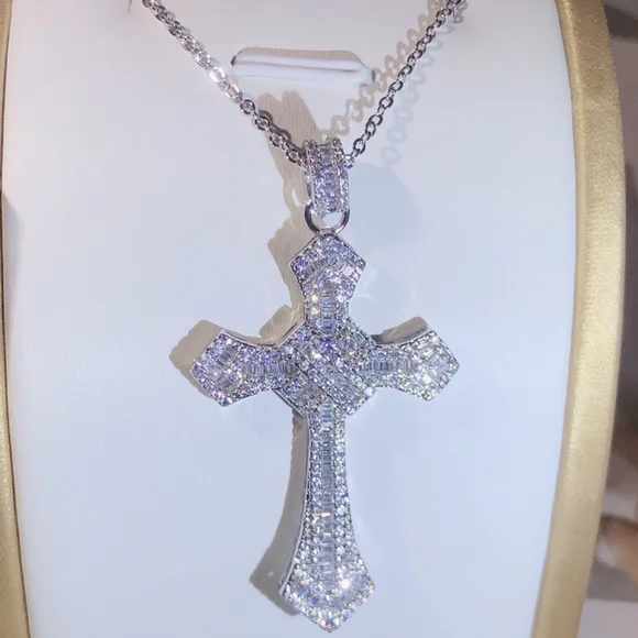 Sterling silver diamond cross - Picture 4 of 8
